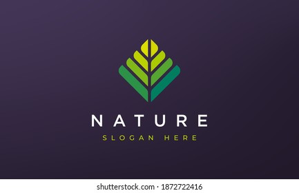 concepto de logotipo de geometría de hoja de rhombus abstracto en forma simple y moderna