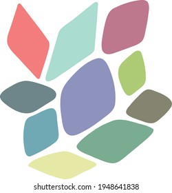 Abstrakter Rhombus Form Random Bloch inkblot rund organischer Blob Gestalt Splat Tropfen Flüssigkeit Kieselsteinsilhouette Tinte unregelmäßige Form glatter einfacher Rundrundbus