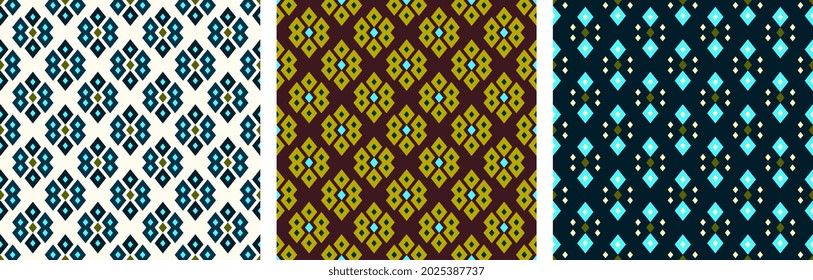 Abstract rhombus shapes common geometric motif spectacular pattern continuous playful background. Modern fabric design textile swatch all over print block.