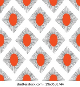 Abstract rhombus shapes seamless vector pattern red black. Repeating background.
