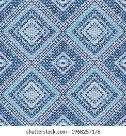 Abstract Rhombus textured geometric background. Seamless Geometric Blue Vector pattern.
