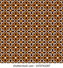 Abstract rhombuses seamless pattern. Repeating ethnic ornament. Embroidery background. Tribal wallpaper. Ancient mosaic. Digital paper, web, textile print, package. Vector color background.