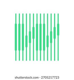 Abstract Rhythmic Green Vertical Lines sign symbol flat stock vector design