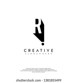 abstract RI logo letter in shadow shape design concept