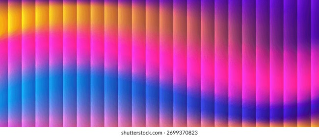 Efeito de textura de vidro fractal com nervuras abstratas com linhas verticais lisas brilhantes de gradiente colorido. Design arrojado e dinâmico que combina cores brilhantes e geometria para o projeto de arte visual moderna