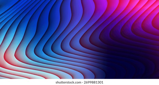 Efeito de textura de vidro fractal com nervuras abstratas com linhas verticais lisas brilhantes de gradiente colorido. Design arrojado e dinâmico que combina cores brilhantes e geometria para o projeto de arte visual moderna