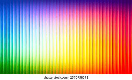 Abstract ribbed fractal texture with glass effect and bright smooth fluted vertical lines of rainbow gradient. Bold and dynamic design blending bright colors and geometry for modern visual art project