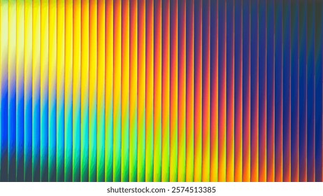 Abstract ribbed fractal texture with glass effect and bright smooth fluted vertical lines of rainbow gradient. Bold and dynamic design blending bright colors and geometry for modern visual art project