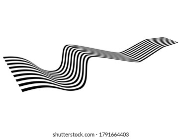 
Cinta abstracta de líneas paralelas de curvas negras sobre un fondo blanco. Patrón vectorial moderno