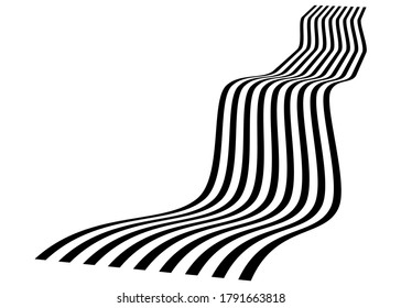 Cinta abstracta de líneas paralelas onduladas negras sobre un fondo blanco. Patrón vectorial moderno