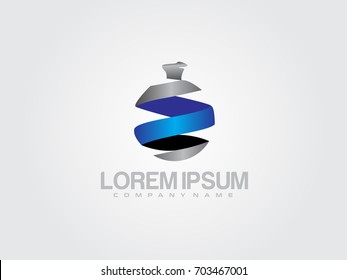 Abstract Ribbon Bottle Logo