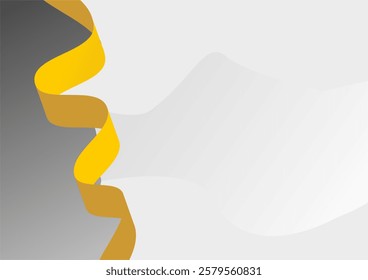 Abstract Ribbon Design with Gradient Background in Yellow and Gray