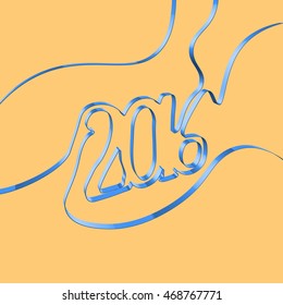Abstract ribbon forms a year, vector illustration