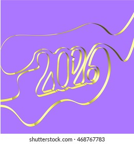 Abstract ribbon forms a year, vector illustration