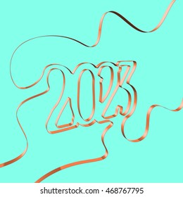 Abstract ribbon forms a year, vector illustration