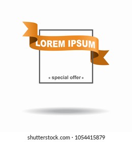 Abstract ribbon frame with place for message sign. Vector illustration.