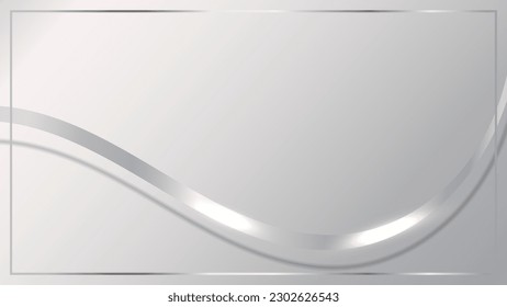 Cinta abstracta con efecto luminoso brillante sobre el fondo plateado. Ilustración gráfica vectorial.