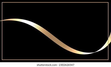 Cinta abstracta con efecto luminoso brillante sobre el fondo negro. Ilustración gráfica vectorial.