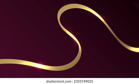 Abstract ribbon with glowing light effect on red background.Vector graphic illustration.