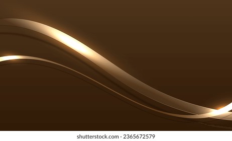 Abstract ribbon with glowing light effect on brown background.Vector graphic illustration.