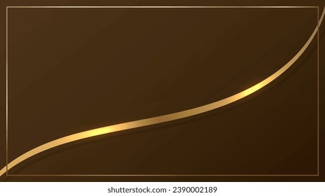 Cinta abstracta con efecto luminoso brillante con marco sobre fondo marrón. Ilustración gráfica vectorial.