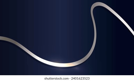 Abstract ribbon with glowing light effect on blue background. Vector graphic illustration.