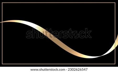 Abstract ribbon with glowing light effect on black background. Vector graphic illustration.