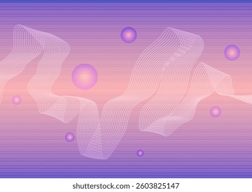 Abstract Ribbon of Light A flowing ribbon of light and ethereal spheres float against a soft, gradient background, invoking a sense of movement and calm.