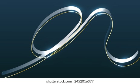 Cinta Abstractas y Elementos de línea con efecto de luz brillante en el fondo. Ilustración gráfica Vector.