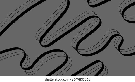 Elementos Abstractas de la cinta y de la línea en fondo oscuro. Anuncio Abstractas que fluye. 