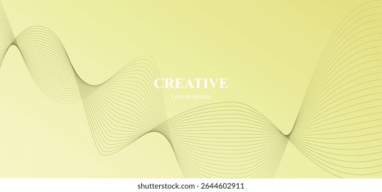 Abstract ribbon line wave on sunset peach gradient background. Element for poster, banner and flyer