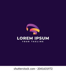 Abstract Ribbon Logo Gradient Brand For Company
