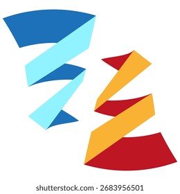 Abstrakte Farbbandformen. Dynamisches Strömungselement. Rot-blaue Vektorgrafik. Buntes Corporate Design. EPS 10.