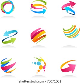 Abstract ribbons and arrows icons collection