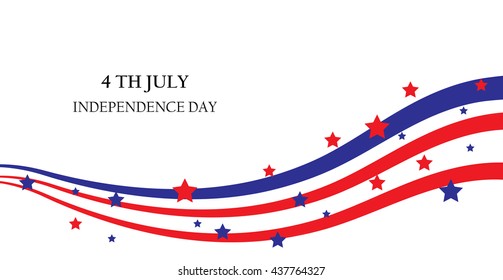 abstract ribbons, flag banner July 4 Independence Day of America, USA. Vector illustration