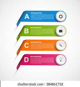 Abstract ribbons infographics design template. Vector illustration. 