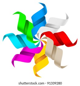 Abstract ribbons on a white background for design.