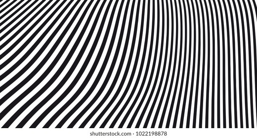 Abstract ribbons vector background. Black and white curved space.