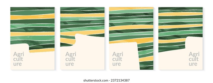 Resumen del fondo vectorial del campo de arroz. Plantación rural de Paddy. Patrón de paisaje de montaña texturizado ilustración. Diseño de tierras agrícolas ecológicas. Plantilla de vista de campo de verano