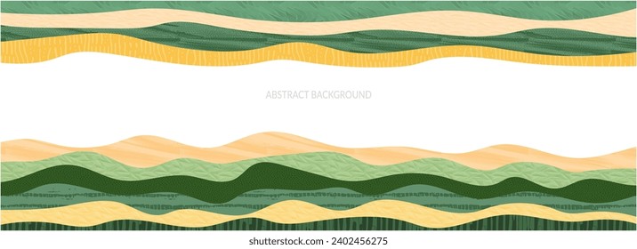 Abstract rice field agriculture vector background. Paddy rural farm plantation. Pattern of mountain landscape textured illustration. Green ecology farmland design. Summer countryside view template