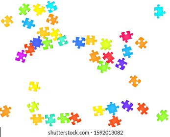 Abstract riddle jigsaw puzzle rainbow colors pieces vector background. Group of puzzle pieces isolated on white. Success abstract concept. Jigsaw match elements.