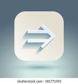Abstract right arrow sign with flat designed shadow and light background for internet sites, web user interfaces (ui), applications (apps) and business presentations. Vector eps10 illustration.