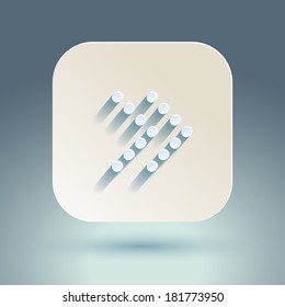 Abstract right arrow sign with flat designed shadow and light background for internet sites, web user interfaces (ui), applications (apps) and business presentations. Vector eps10 illustration.
