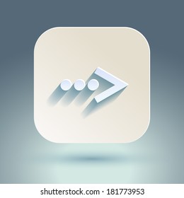 Abstract right arrow sign with flat designed shadow and light background for internet sites, web user interfaces (ui), applications (apps) and business presentations. Vector eps10 illustration.