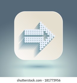 Abstract right arrow sign with flat designed shadow and light background for internet sites, web user interfaces (ui), applications (apps) and business presentations. Vector eps10 illustration.