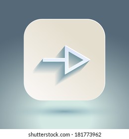 Abstract right arrow sign with flat designed shadow and light background for internet sites, web user interfaces (ui), applications (apps) and business presentations. Vector eps10 illustration.