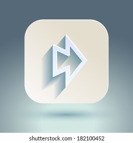 Abstract right arrow sign with flat designed shadow and light background for internet sites, web user interfaces (ui), applications (apps) and business presentations. Vector eps10 illustration.