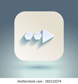 Abstract right arrow sign with flat designed shadow and light background for internet sites, web user interfaces (ui), applications (apps) and business presentations. Vector eps10 illustration.