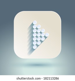 Abstract right arrow sign with flat designed shadow and light background for internet sites, web user interfaces (ui), applications (apps) and business presentations. Vector eps10 illustration.