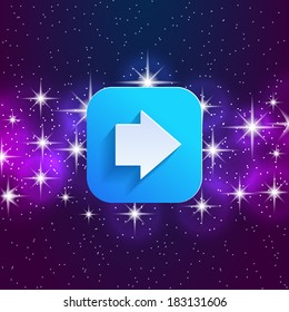 Abstract right arrow sign with flat designed shadow and space background for internet sites, web user interfaces (ui), applications (apps) and business presentations. Vector eps10 illustration.
